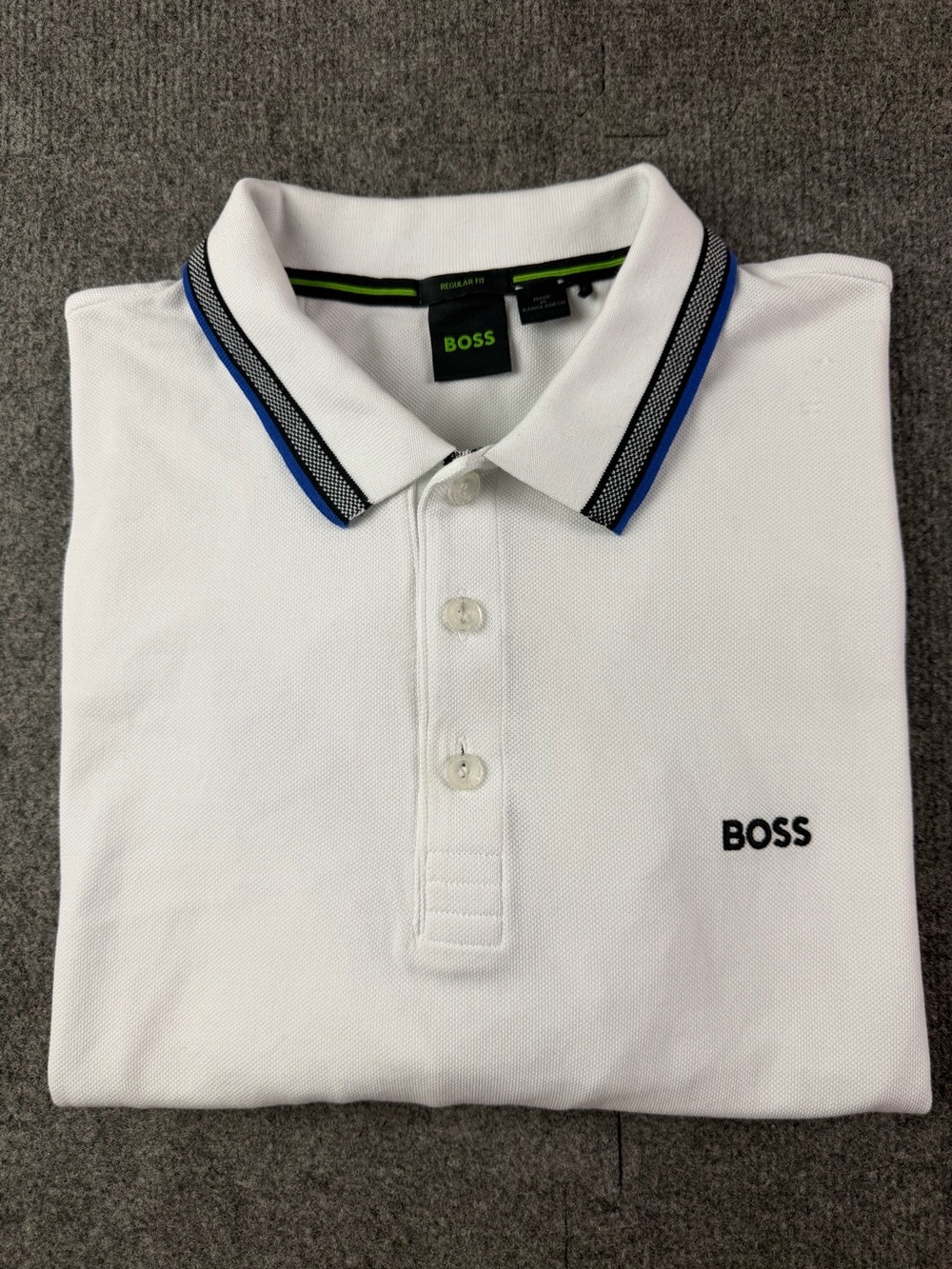 Hugo Boss Mens 100% Cotton Short Sleeve Polo Size XXL White/Black